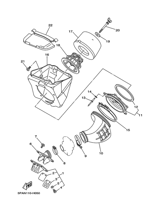 Yamaha 5PA-13565-00 Joint, Carburetor — shown on the Intake parts diagram