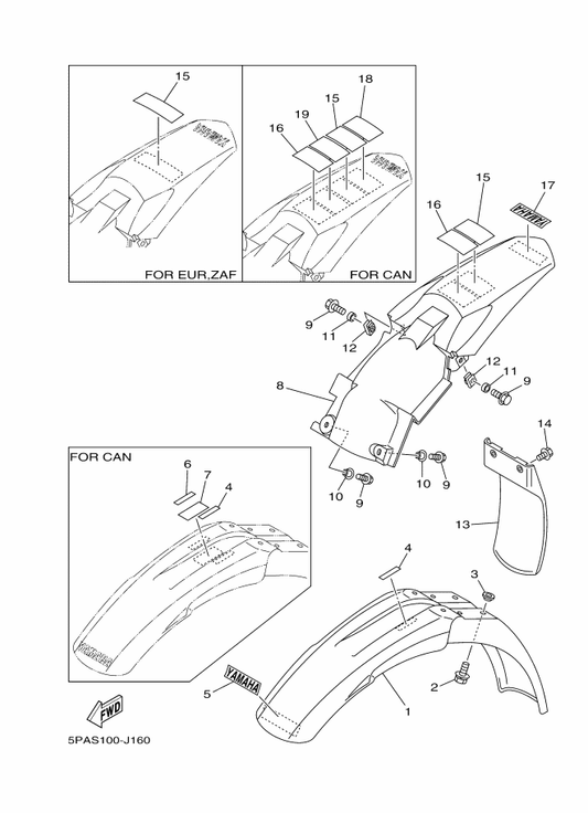 Yamaha 3XJ-2151H-B1 Label 5 — shown on the Fender parts diagram