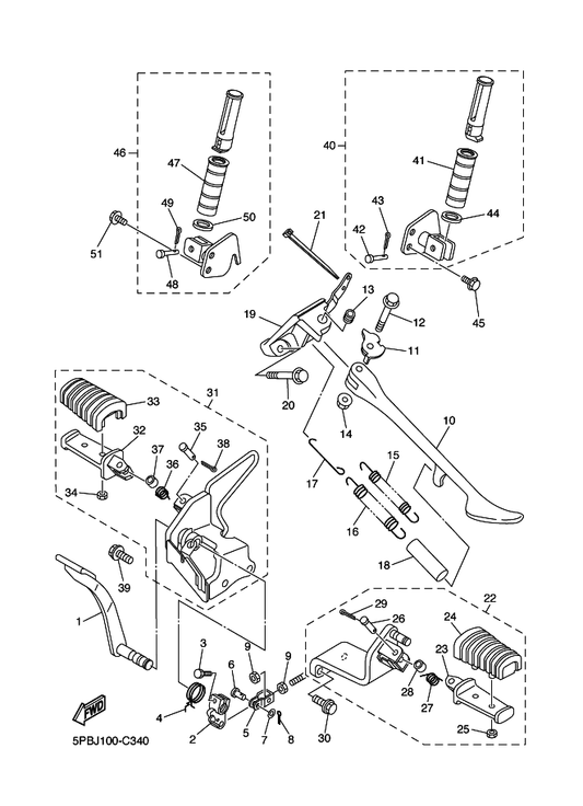 Yamaha 5EL-27211-00 Pedal, Brake — shown on the Stand & Footrest parts diagram