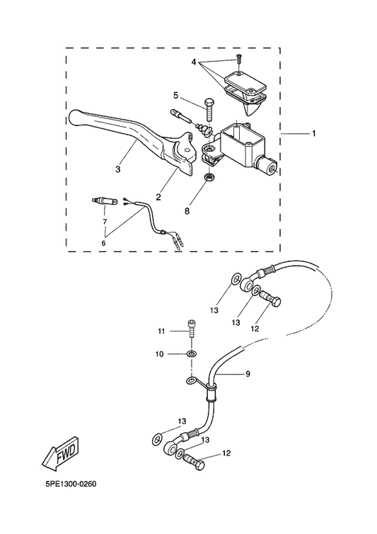 Yamaha 4SB-H3916-00 . Nut, Lever Fitting — shown on the Front Master Cylinder parts diagram