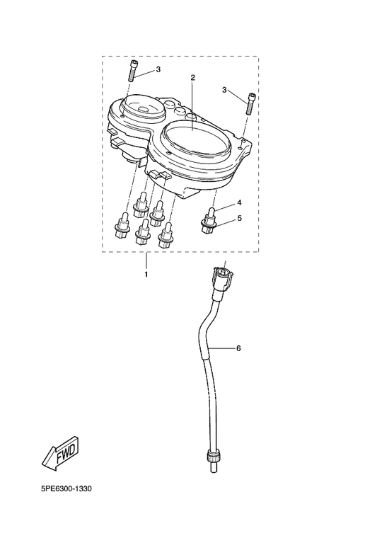 Yamaha 5PU-H353K-01 . Glass Plate — shown on the Meter parts diagram