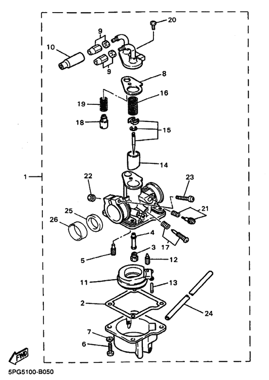 Yamaha 5PG-14101-00 Carburetor Assy 1 — shown on the Carburetor parts diagram