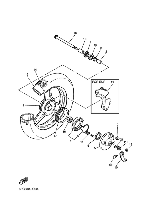 Yamaha 4N0-25181-01 Axle, Wheel — shown on the Front Wheel parts diagram