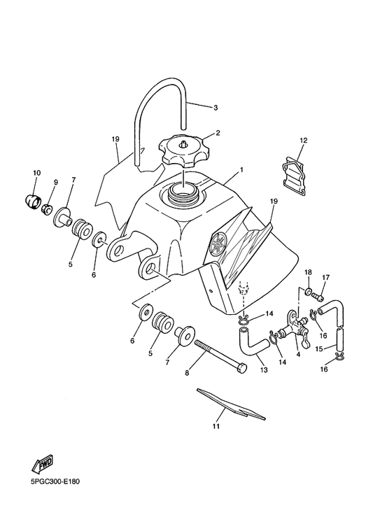 Yamaha 3PT-24110-20 Fuel Tank Comp. — shown on the Fuel Tank parts diagram