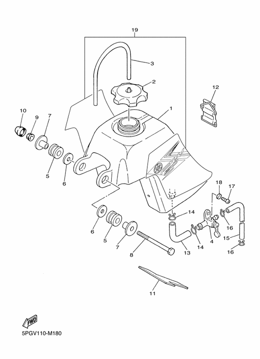 Yamaha 5PG-24240-30 Graphic Set — shown on the Fuel Tank parts diagram