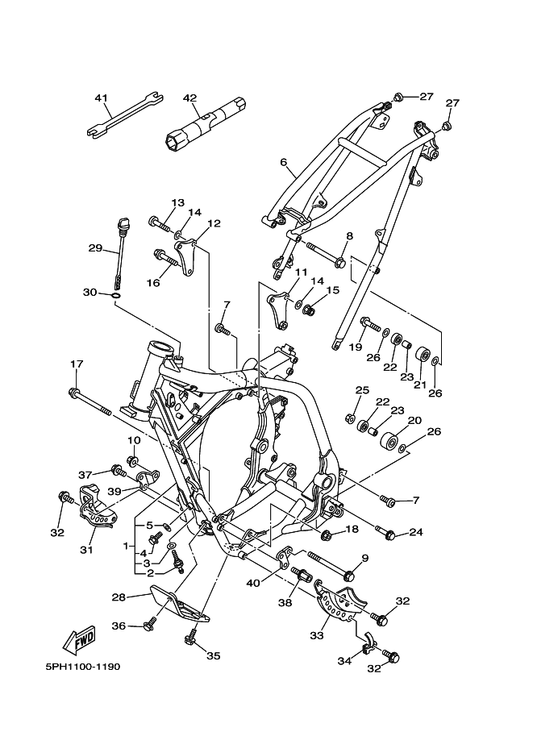 Yamaha 90105-08099 Bolt, Flange — shown on the Frame parts diagram