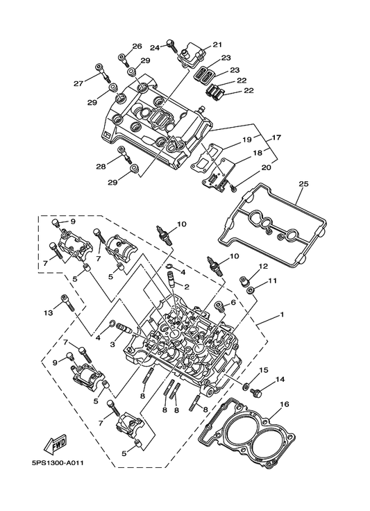 Yamaha 90201-103M4 Washer, Plate — shown on the Cylinder Head parts diagram