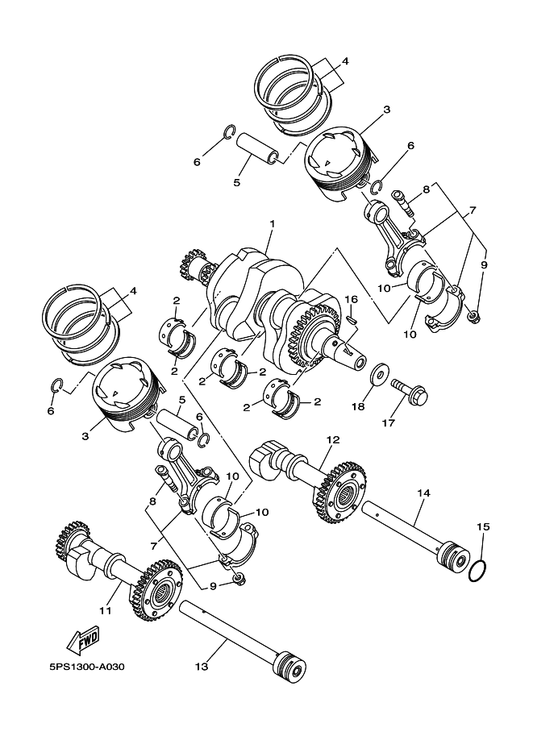 Yamaha 93450-22146 Circlip — shown on the Crankshaft & Piston parts diagram