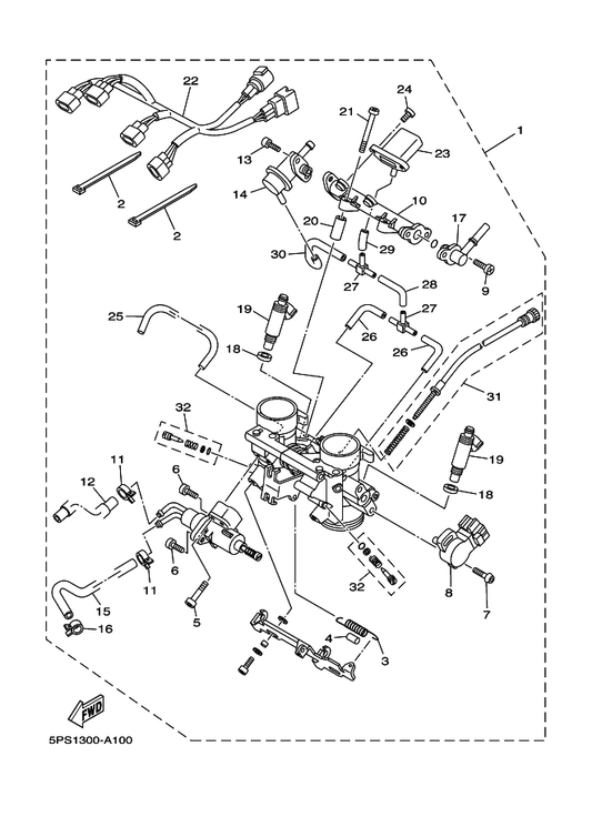 Yamaha 5PS-82509-00 . Wire, Sub Lead — shown on the Intake 2 parts diagram