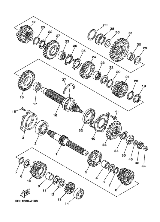 Yamaha 93306-20455 Bearing — shown on the Transmission parts diagram