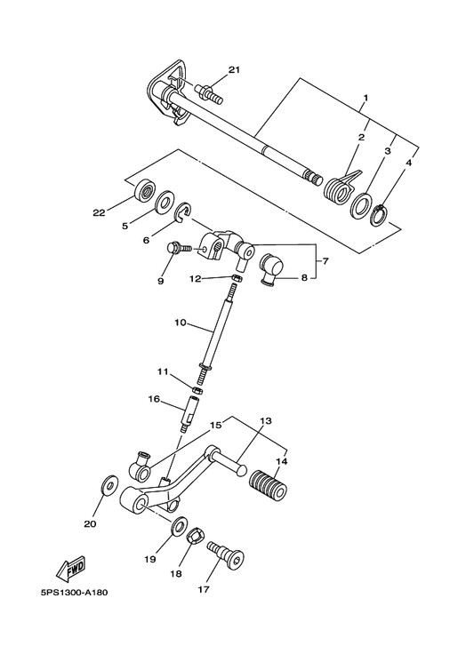 Yamaha 2H9-18115-00 Rod, Shift — shown on the Shift Shaft parts diagram