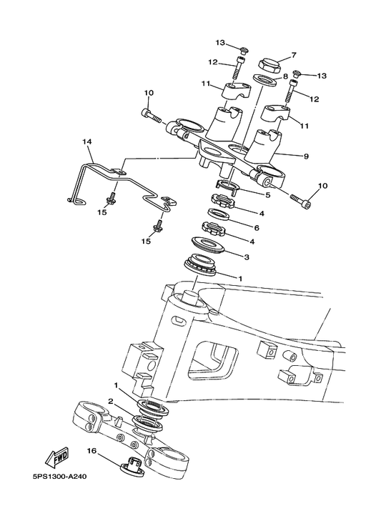 Yamaha 5PS-23389-00 Guide, Cable — shown on the Steering parts diagram