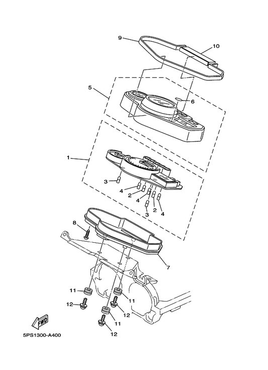 Yamaha 5PS-83517-00 . Bulb (12V-1.2W T5) — shown on the Meter parts diagram