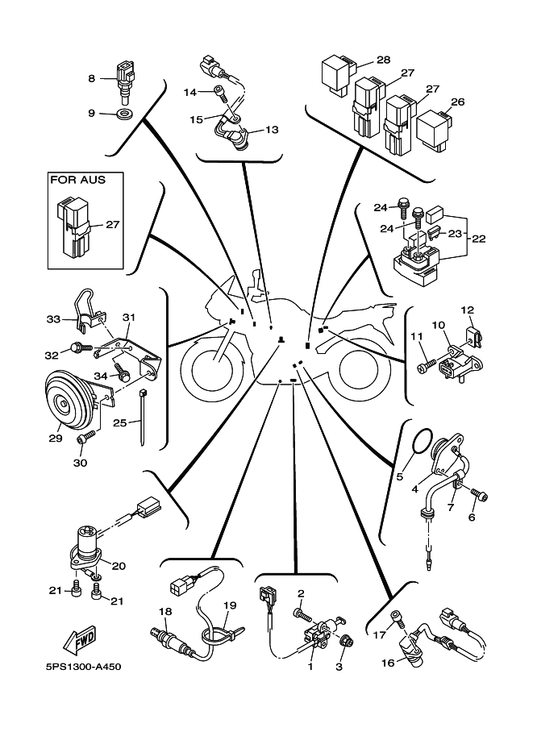Yamaha 5EA-81950-10 Relay Assy — shown on the Electrical 2 parts diagram