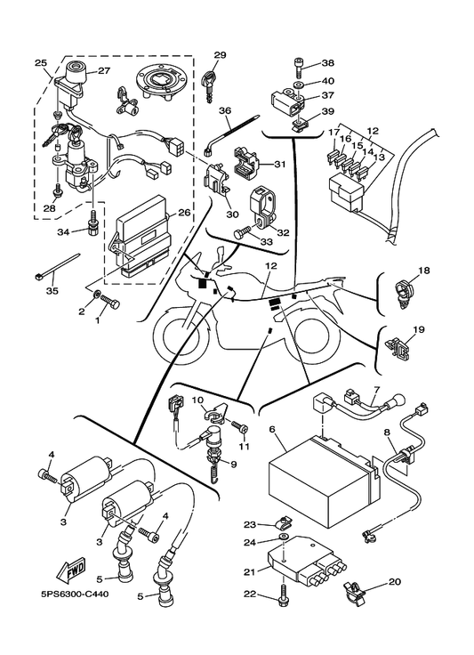Yamaha 5PS-82590-41 Wire Harness Assy — shown on the Electrical 1 parts diagram