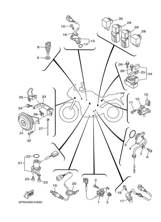 Yamaha 90462-08017 Clamp — shown on the Electrical 2 parts diagram