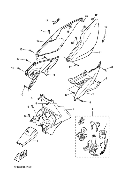 Yamaha 5BS-F173E-00 Graphic 1 — shown on the Side Cover parts diagram