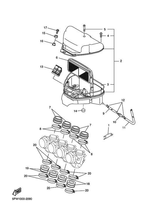 Yamaha 5PW-14451-00 Element, Air Cleaner — shown on the Intake parts diagram
