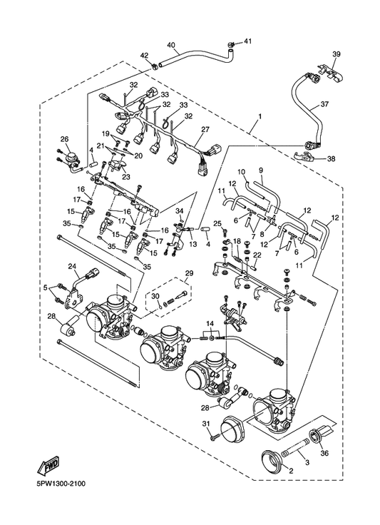 Yamaha 90464-16007 Clamp — shown on the Intake 2 parts diagram