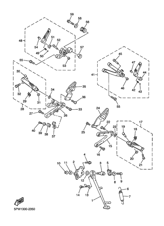 Yamaha 5PW-27442-00 Bracket 2 — shown on the Stand & Footrest parts diagram