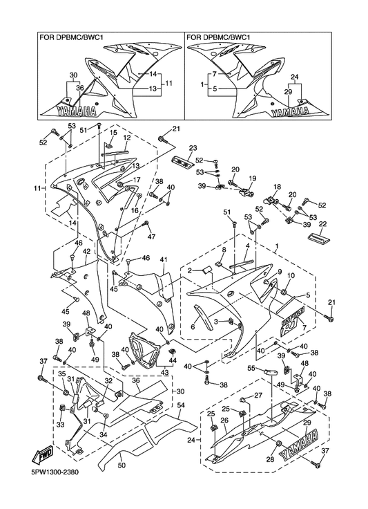Yamaha 5PW-Y2808-00-P0 Cover, Lower — shown on the Cowling 2 parts diagram
