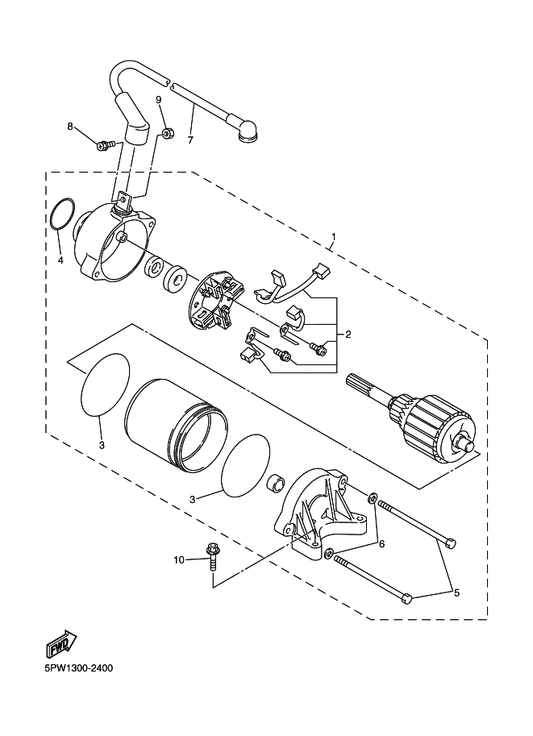 Yamaha 5JJ-8181L-00 . Washer, Plain — shown on the Starting Motor parts diagram