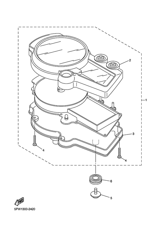 Yamaha 5PW-8353E-00 . Case, Meter Upper — shown on the Meter parts diagram