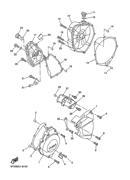 Yamaha 4XV-15113-00 Plate — shown on the Crankcase Cover 1 parts diagram