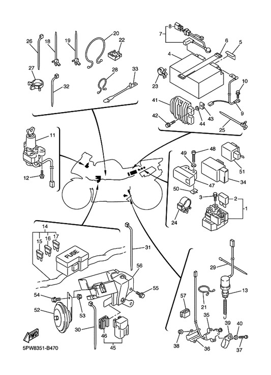 Yamaha 92017-05030 Bolt — shown on the Electrical 2 parts diagram