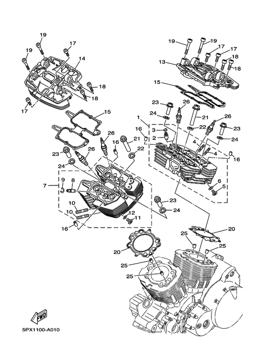 Yamaha 91317-08070 Bolt, Hexagon Socket Head — shown on the Cylinder Head parts diagram