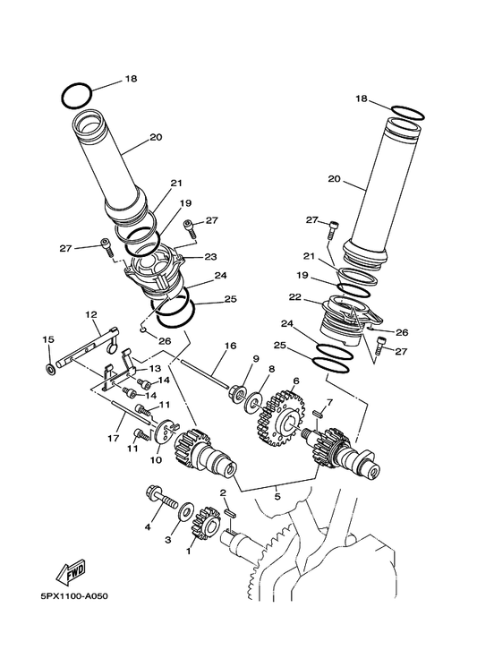 Yamaha 5PX-11951-00 Plate — shown on the Camshaft & Chain parts diagram