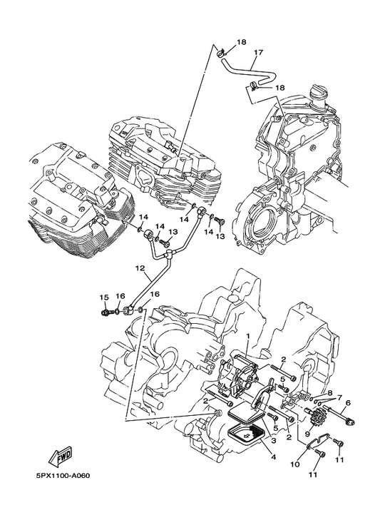 Yamaha 90401-08001 Bolt, Union — shown on the Oil Pump parts diagram