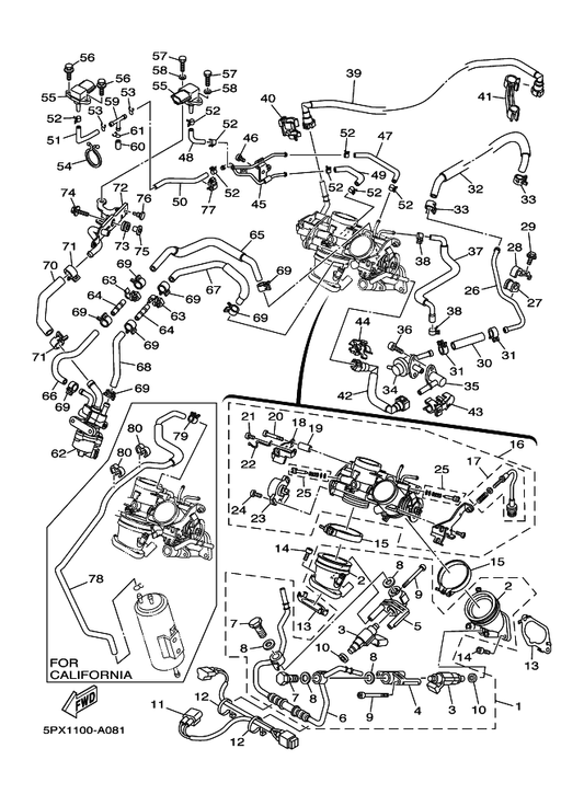 Yamaha 90480-13009 Grommet — shown on the Intake parts diagram