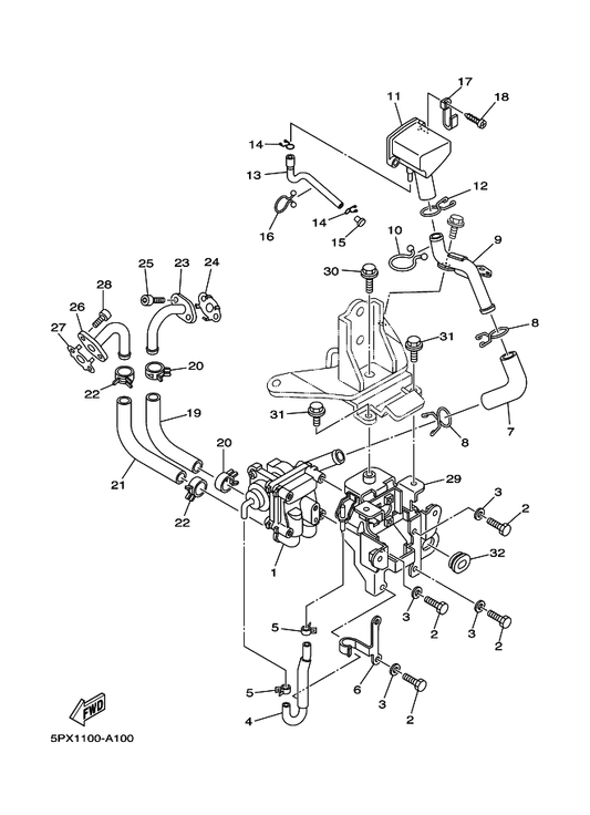 Yamaha 5PX-14877-00 Resonator — shown on the Air Induction System parts diagram