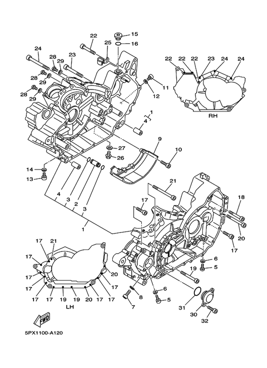 Yamaha 91314-06075 Bolt — shown on the Crankcase parts diagram