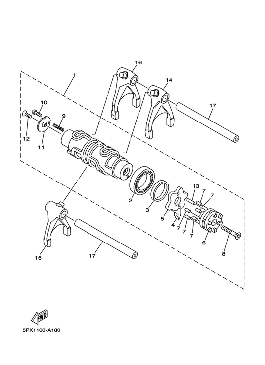 Yamaha 4NK-18185-00 . Segment — shown on the Shift Cam & Fork parts diagram