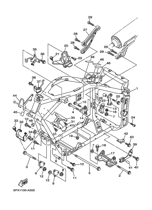 Yamaha 90338-15110 Plug — shown on the Frame parts diagram