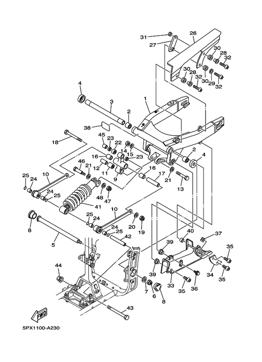 Yamaha 90101-12695 Bolt — shown on the Rear Arm & Suspension parts diagram
