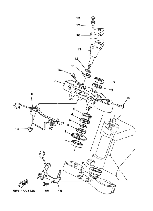 Yamaha 5PX-23174-00 Stay, Headlight — shown on the Steering parts diagram