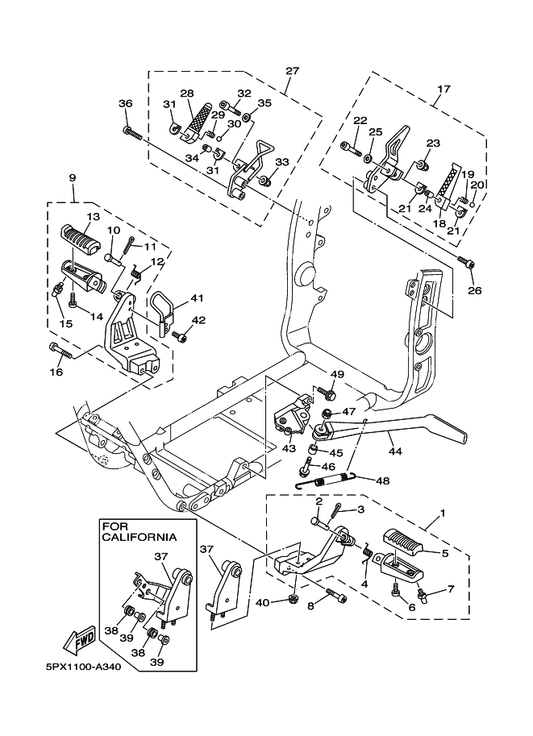 Yamaha 5PX-27311-00 Stand, Side — shown on the Stand & Footrest parts diagram
