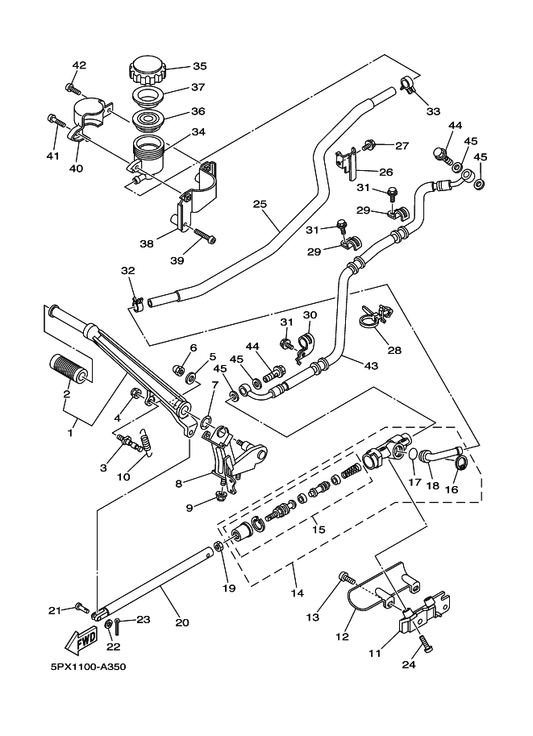 Yamaha 4NK-18113-10 . Cover, Shift Pedal — shown on the Rear Master Cylinder parts diagram
