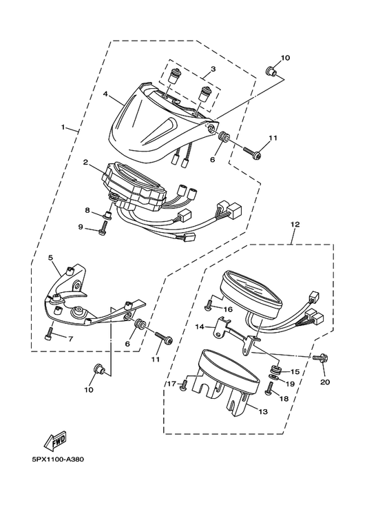 Yamaha 5PX-83579-00 . Cover, Meter 2 — shown on the Meter parts diagram