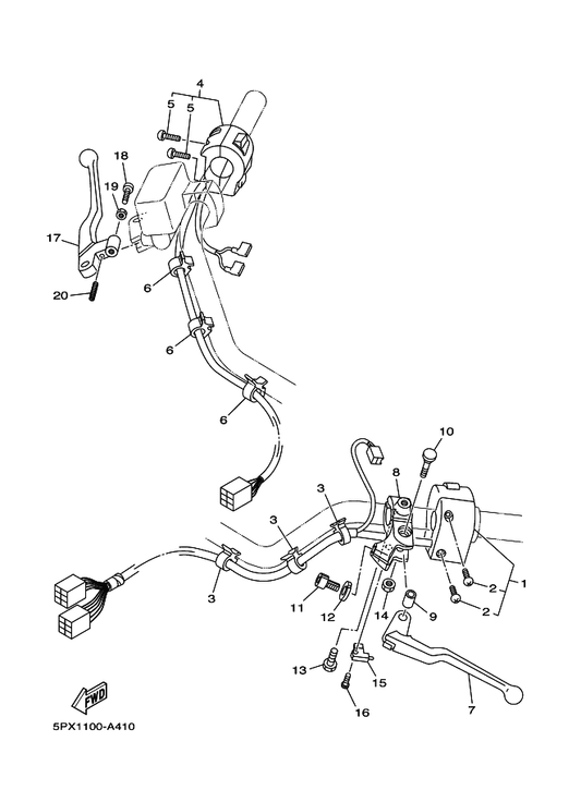 Yamaha 5EY-83922-00 Lever 2 — shown on the Handle Switch & Lever parts diagram