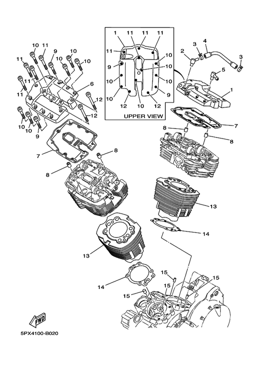 Yamaha 5PX-11167-00 Pipe, Breather 2 — shown on the Cylinder parts diagram