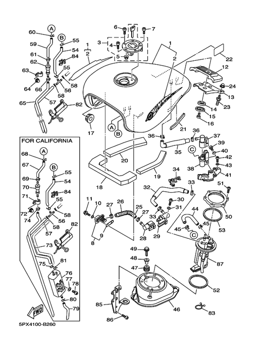 Yamaha 92017-08025 . Bolt, Button Head — shown on the Fuel Tank parts diagram