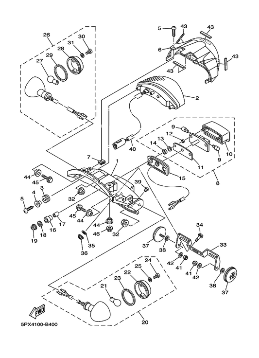 Yamaha 5PX-84548-00 Nut, U — shown on the Taillight parts diagram