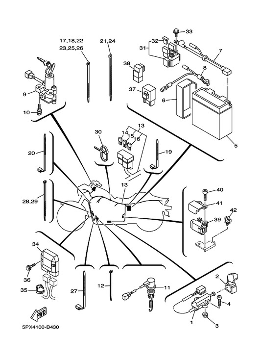 Yamaha 90105-06009 Bolt, Flange — shown on the Electrical 2 parts diagram