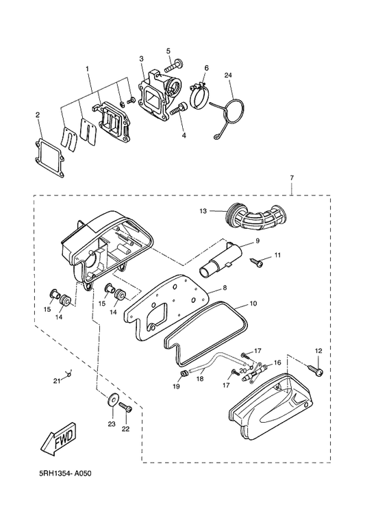 Yamaha 3VL-E4437-00 . Duct — shown on the Intake parts diagram