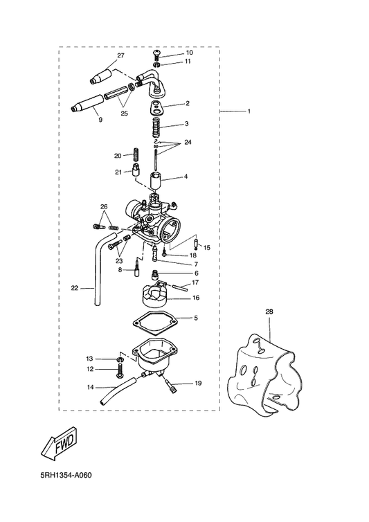 Yamaha 14T-14169-00 . Cap — shown on the Carburetor parts diagram