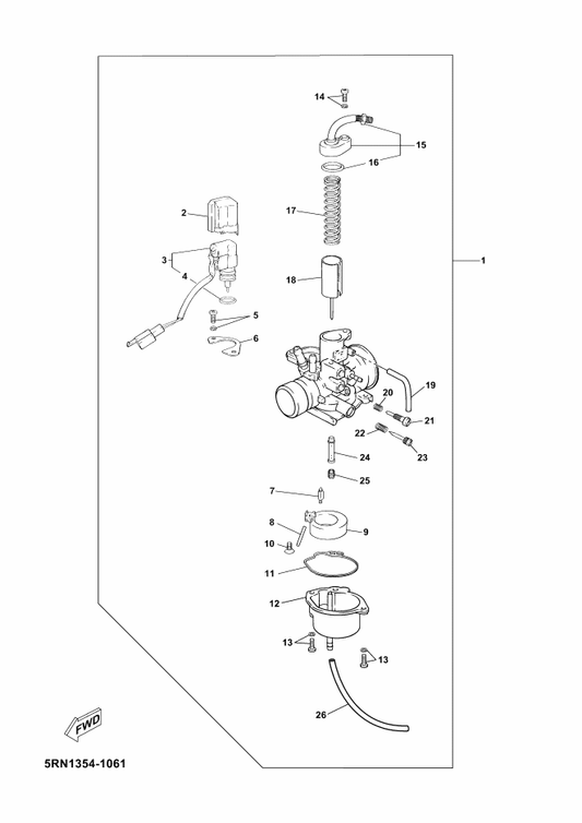 Yamaha 5C2-E4396-00 . Pipe — shown on the Carburetor parts diagram
